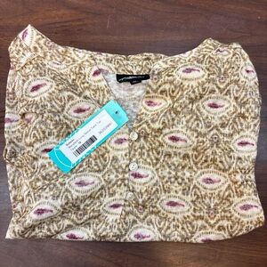 Bobeau Taupe and Pink Knit Top